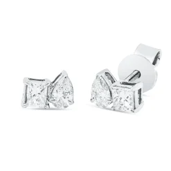 Ohrstecker aus 750 Gold Weißgold 4 Diamanten 0,36ct TW-SI 4,2x5,9mm