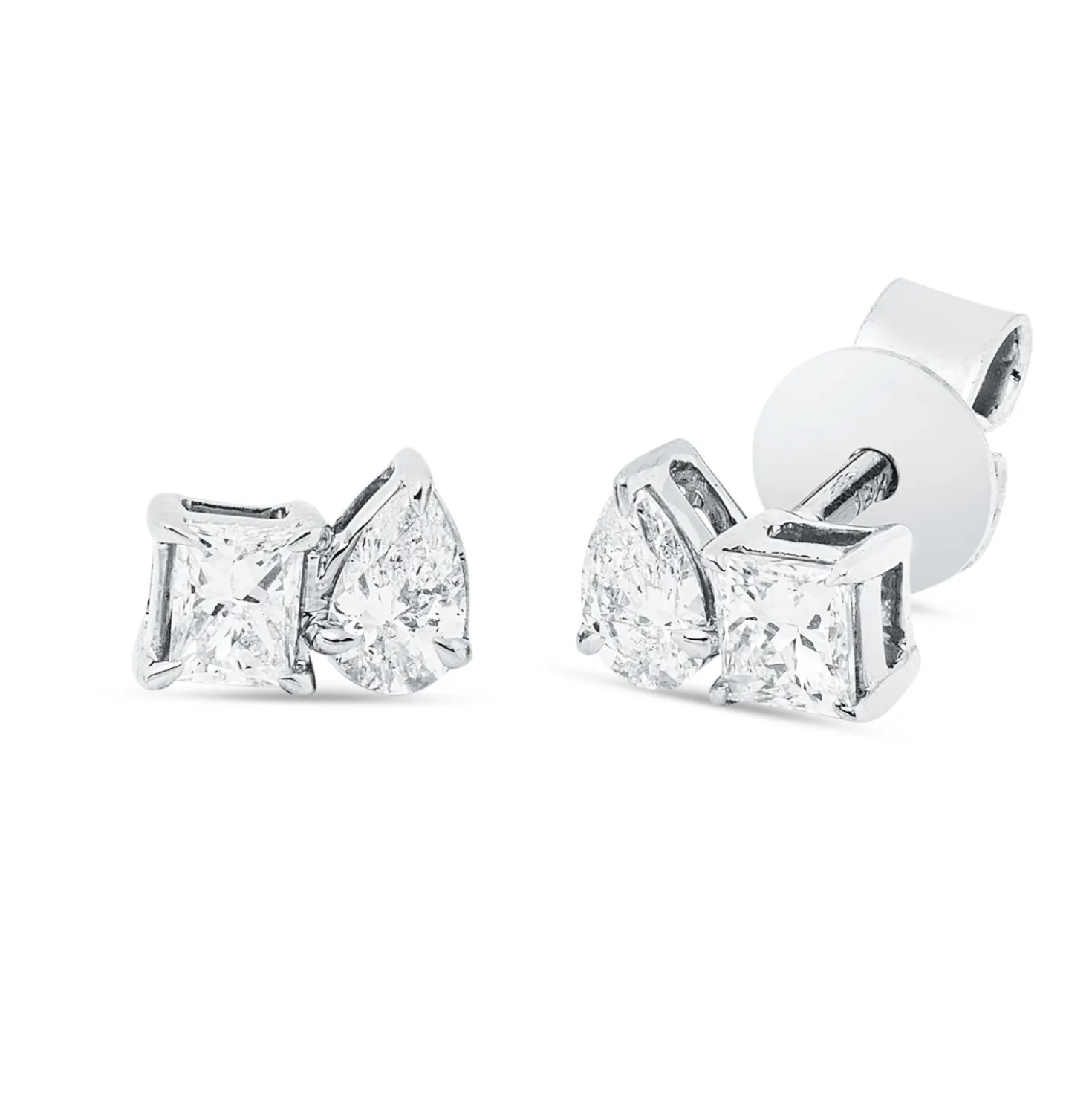 Ohrstecker aus 750 Gold Weißgold 4 Diamanten 0,36ct TW-SI 4,2x5,9mm