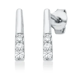 Ohrstecker aus 750 Gold Weißgold 6 Diamanten 0,1ct TW-SI 10,8x1,8mm