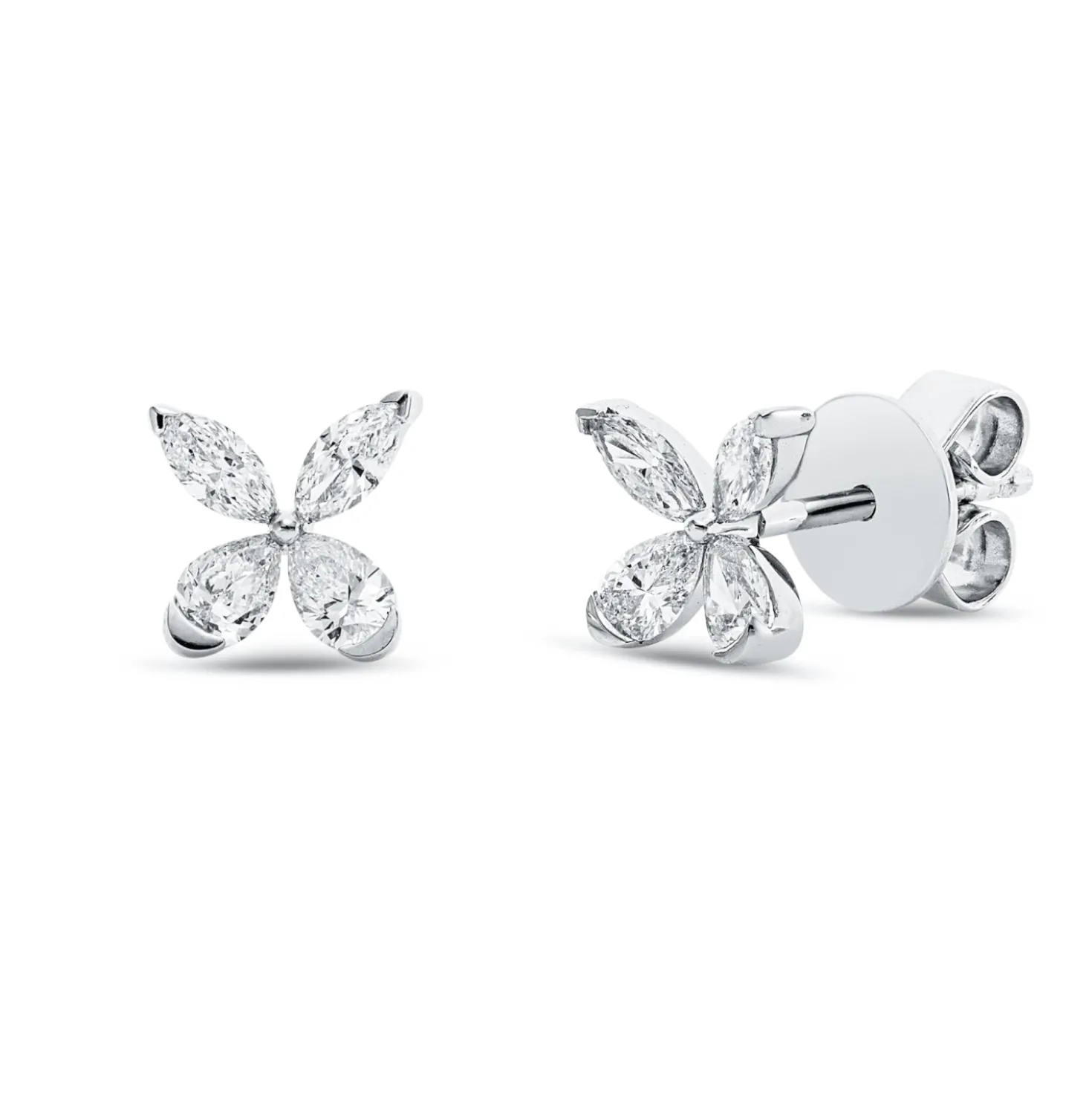 Ohrstecker aus 750 Gold Weißgold 8 Diamanten 0,45ct TW-SI 6,3x6,4mm