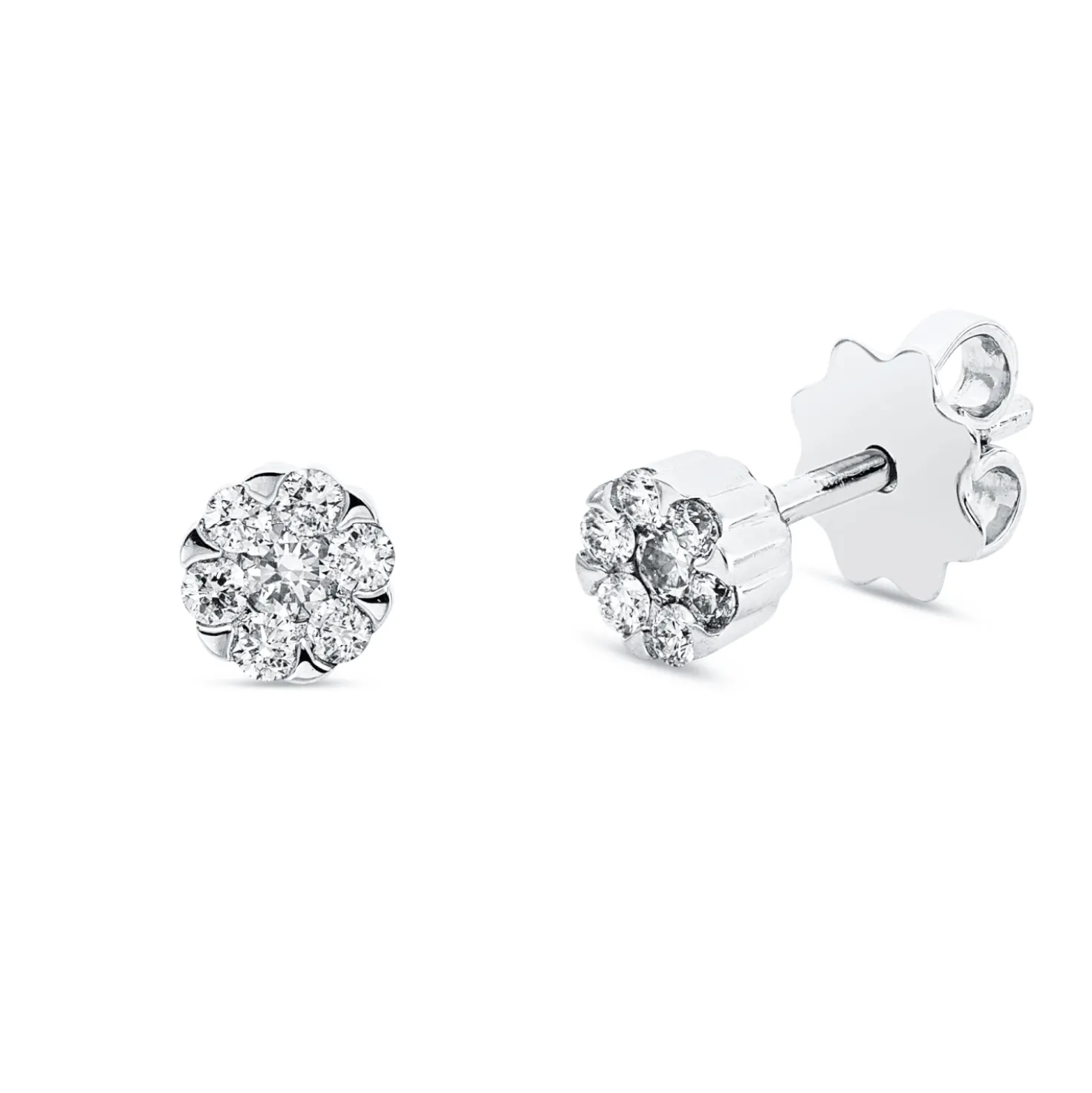 Ohrstecker aus 750 Gold Weißgold 14 Diamanten 0,26ct TW-SI 4,7x4,8mm