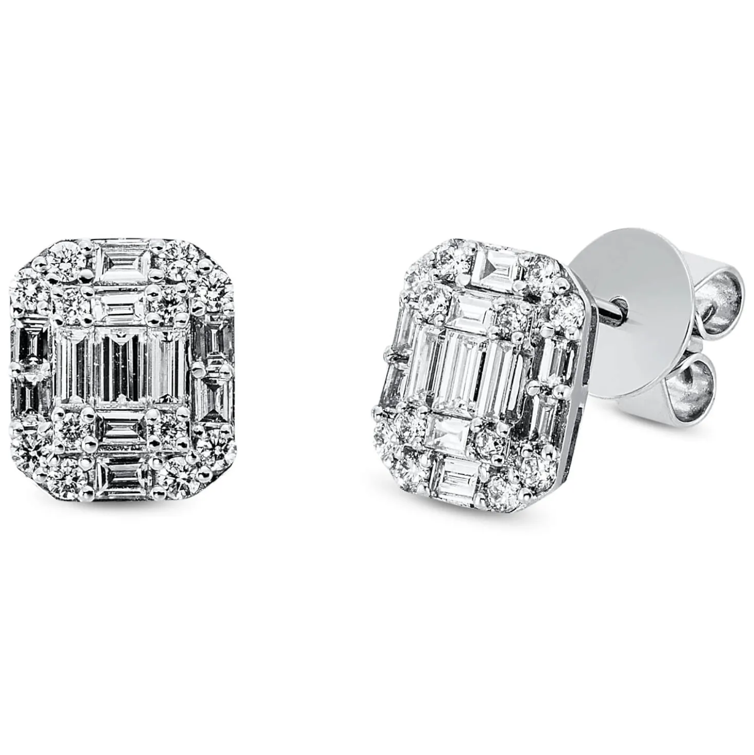 Ohrstecker aus 750 Gold Weißgold 46 Diamanten 0,71ct TW-SI 8,8x7,5mm