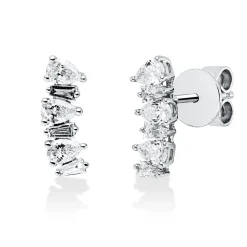 Ohrstecker aus 750 Gold Weißgold 12 Diamanten 0,56ct TW-SI 11x4,3mm