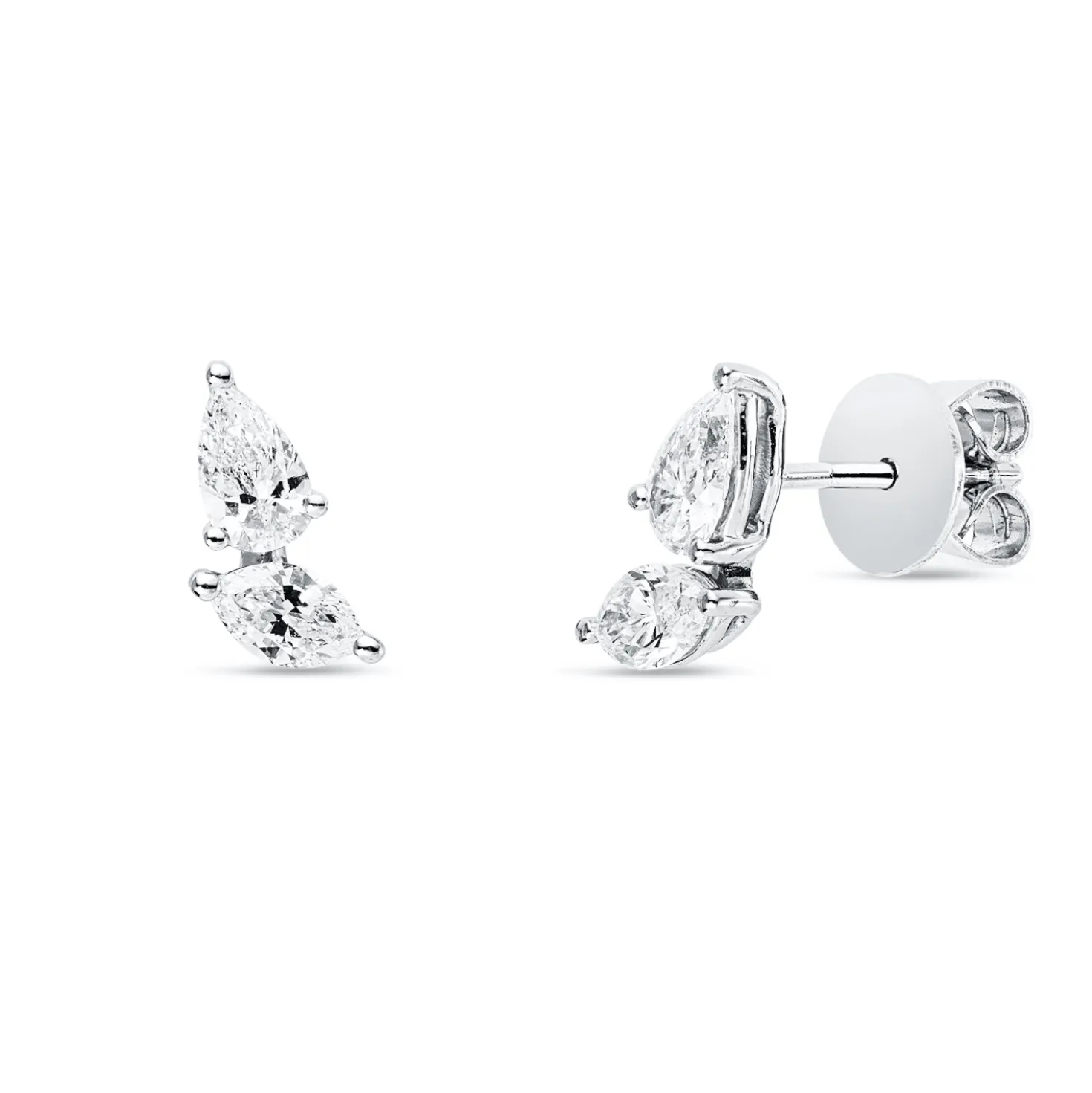 Ohrstecker aus 750 Gold Weißgold 4 Diamanten 0,83ct TW-SI 15,6x5,1mm