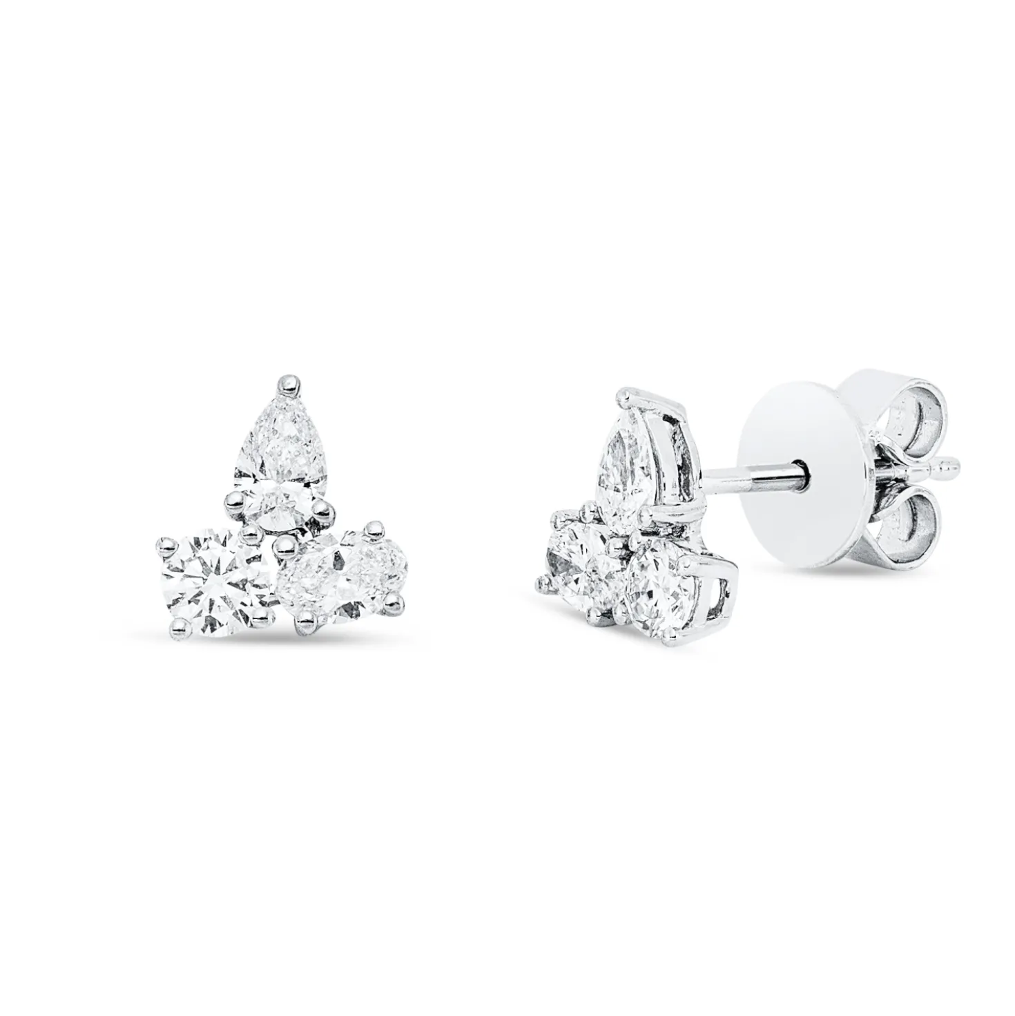 Ohrstecker aus 750 Gold Weißgold 6 Diamanten 0,52ct TW-SI 6,7x6,2mm