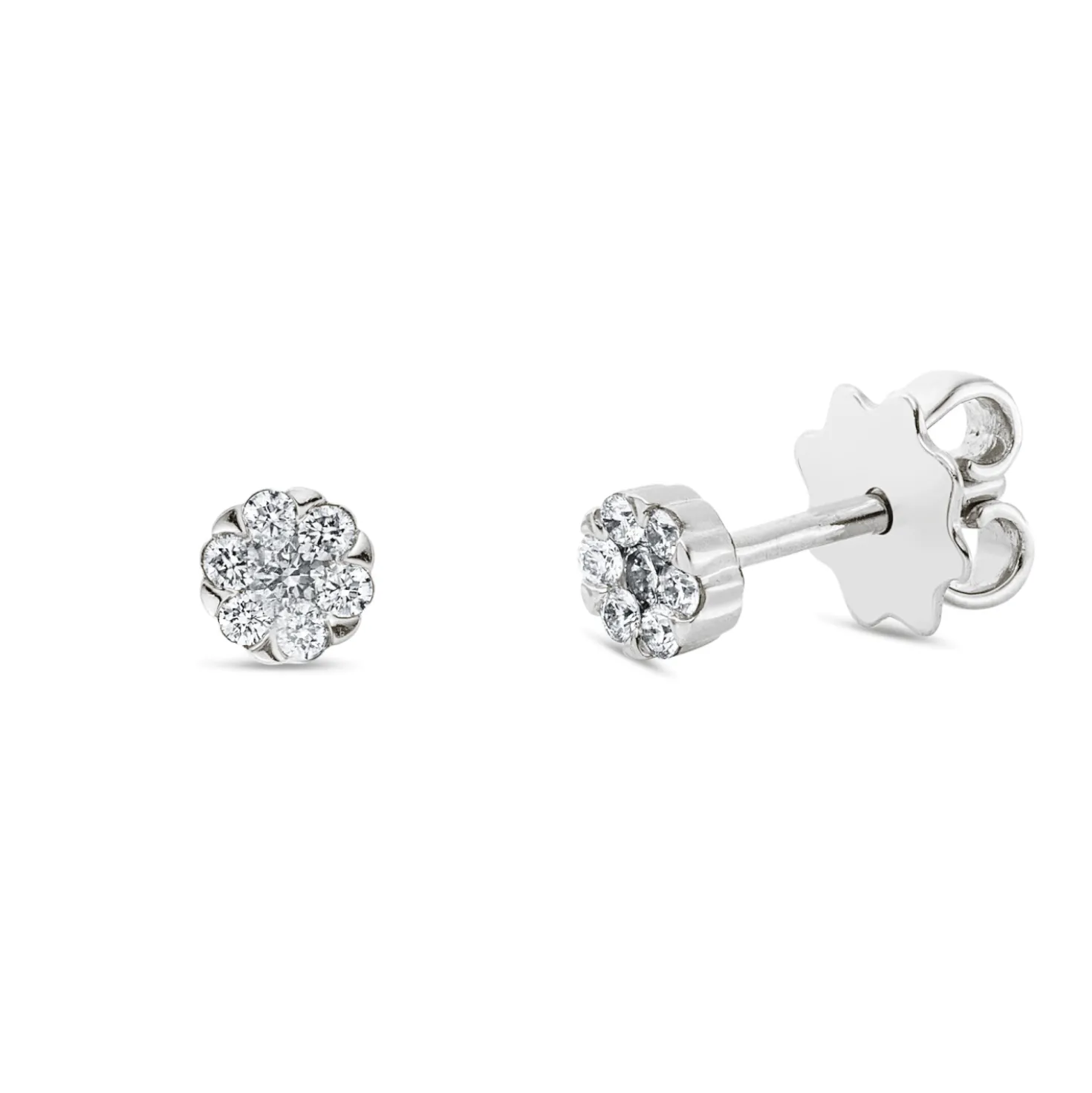Ohrstecker aus 750 Gold Weißgold 14 Diamanten 0,21ct TW-SI 4,4x4,4mm