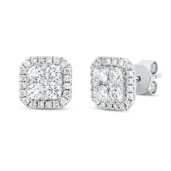 Ohrstecker aus 750 Gold Weißgold 58 Diamanten 1,15ct TW-SI 9,2x9,3mm