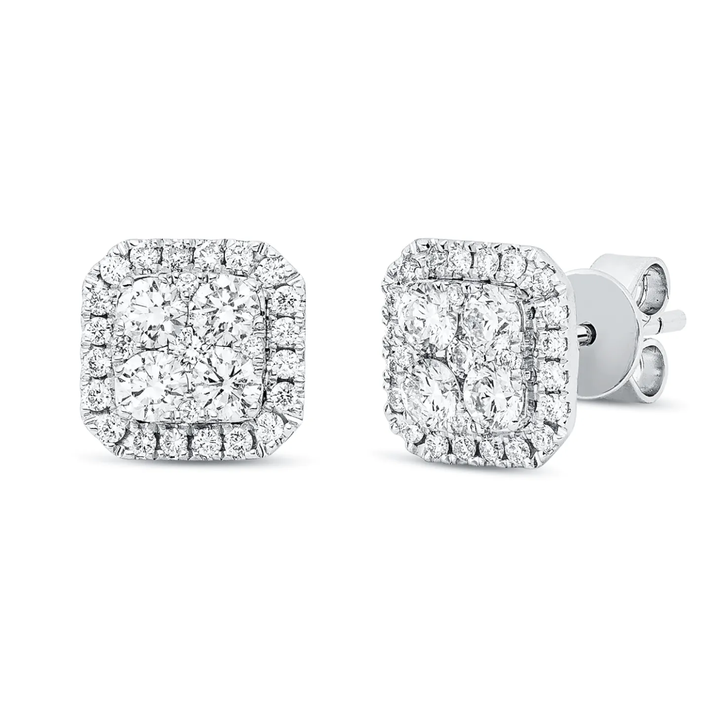 Ohrstecker aus 750 Gold Weißgold 58 Diamanten 1,15ct TW-SI 9,2x9,3mm