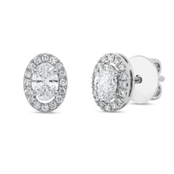 Ohrstecker aus 750 Gold Weißgold 34 Diamanten 0,69ct TW-SI 8x6mm 4er-Krappe