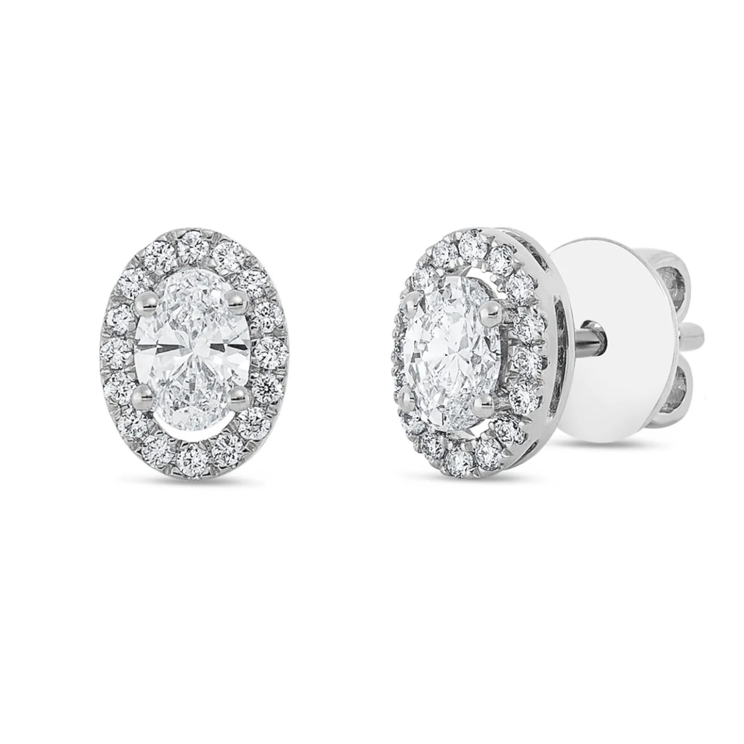 Ohrstecker aus 750 Gold Weißgold 34 Diamanten 0,69ct TW-SI 8x6mm 4er-Krappe