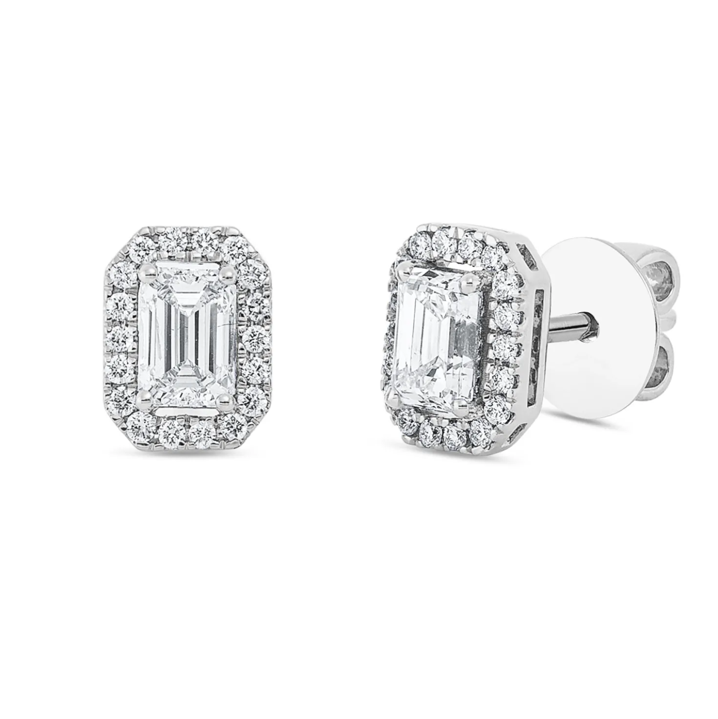 Ohrstecker aus 750 Gold Weißgold 38 Diamanten 0,98ct TW-SI 8x6,1mm 4er-Krappe