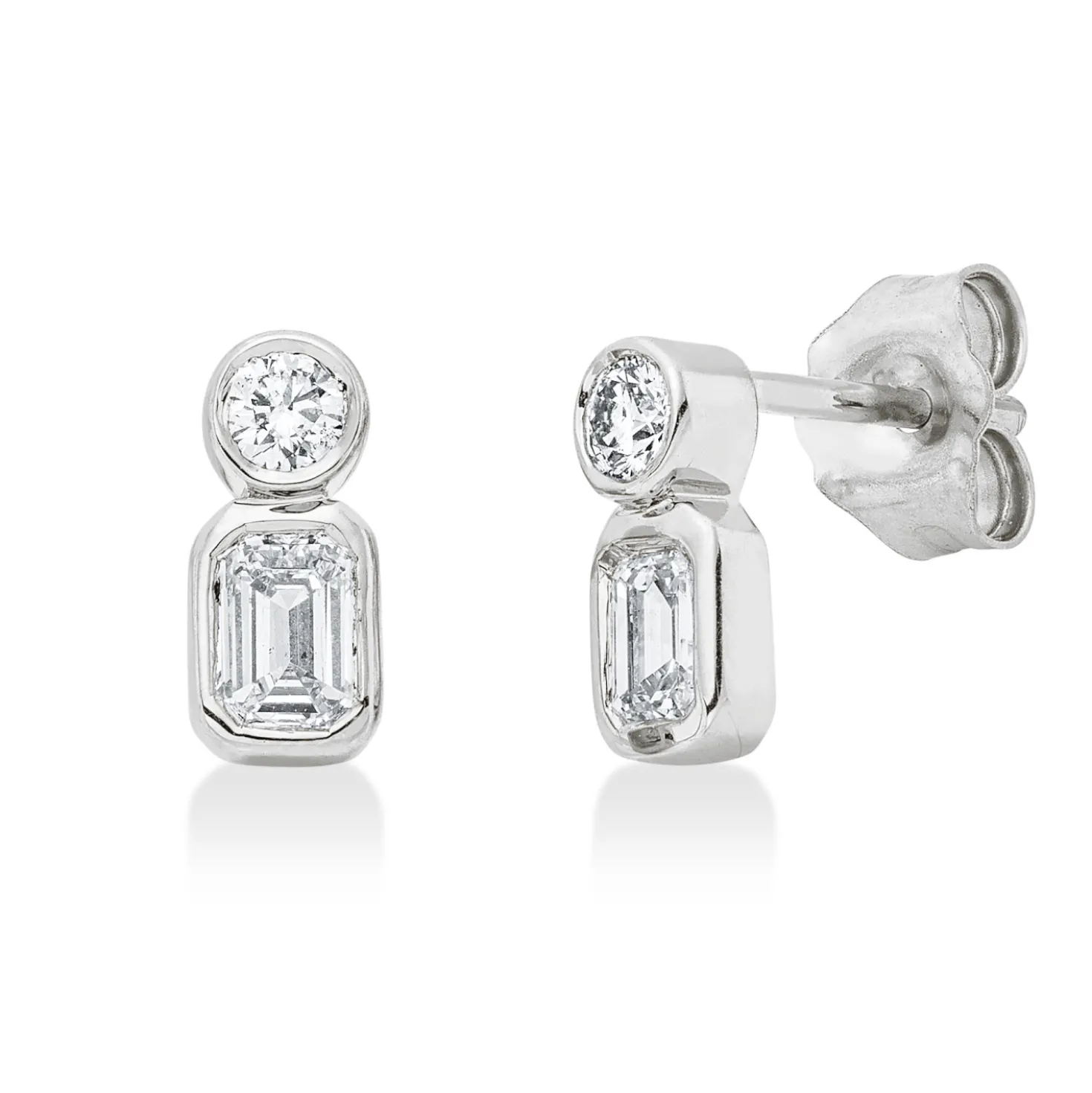 Ohrstecker aus 750 Gold Weißgold 4 Diamanten 0,51ct TW-SI 8,3x3,9mm Zarge
