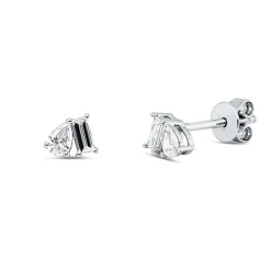 Ohrstecker aus 750 Gold Weißgold 4 Diamanten 0,33ct TW-VSI/SI 5,6x5,7mm