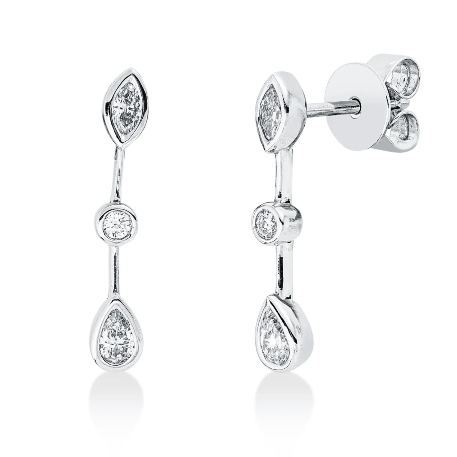 Ohrstecker aus 750 Gold Weißgold 6 Diamanten 0,42ct TW-VSI/SI 20,2x3mm