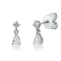 Ohrstecker aus 750 Gold Weißgold 4 Diamanten 0,4ct TW-VSI 10,2x3,6mm
