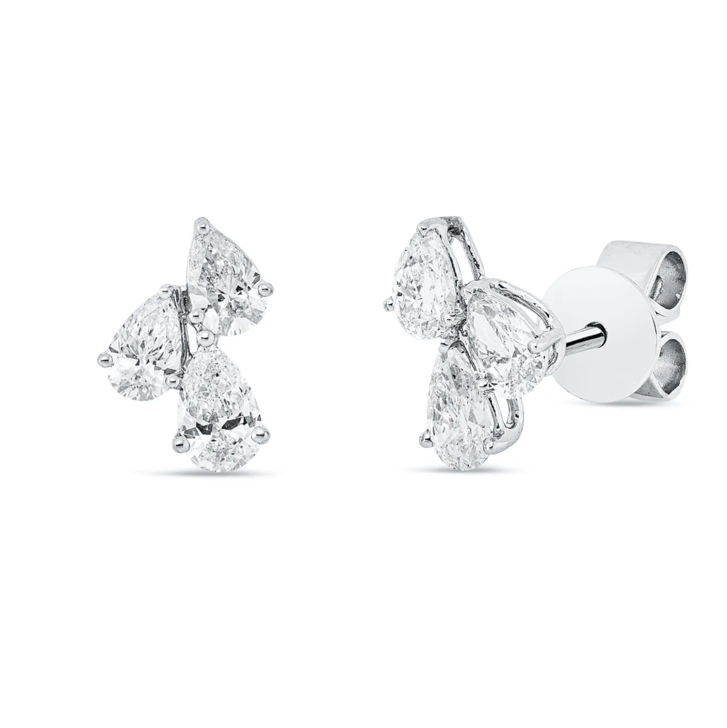 Ohrstecker aus 750 Gold Weißgold 6 Diamanten 1ct TW-VSI 9,9x6,7mm