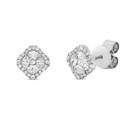 Ohrstecker aus 750 Gold Weißgold 50 Diamanten 0,56ct 8,2x8,2mm