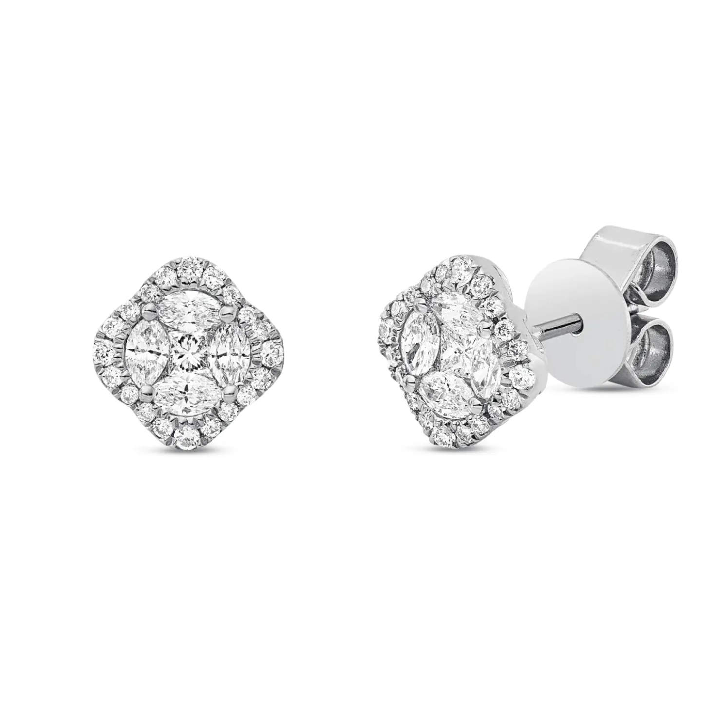 Ohrstecker aus 750 Gold Weißgold 50 Diamanten 0,56ct 8,2x8,2mm