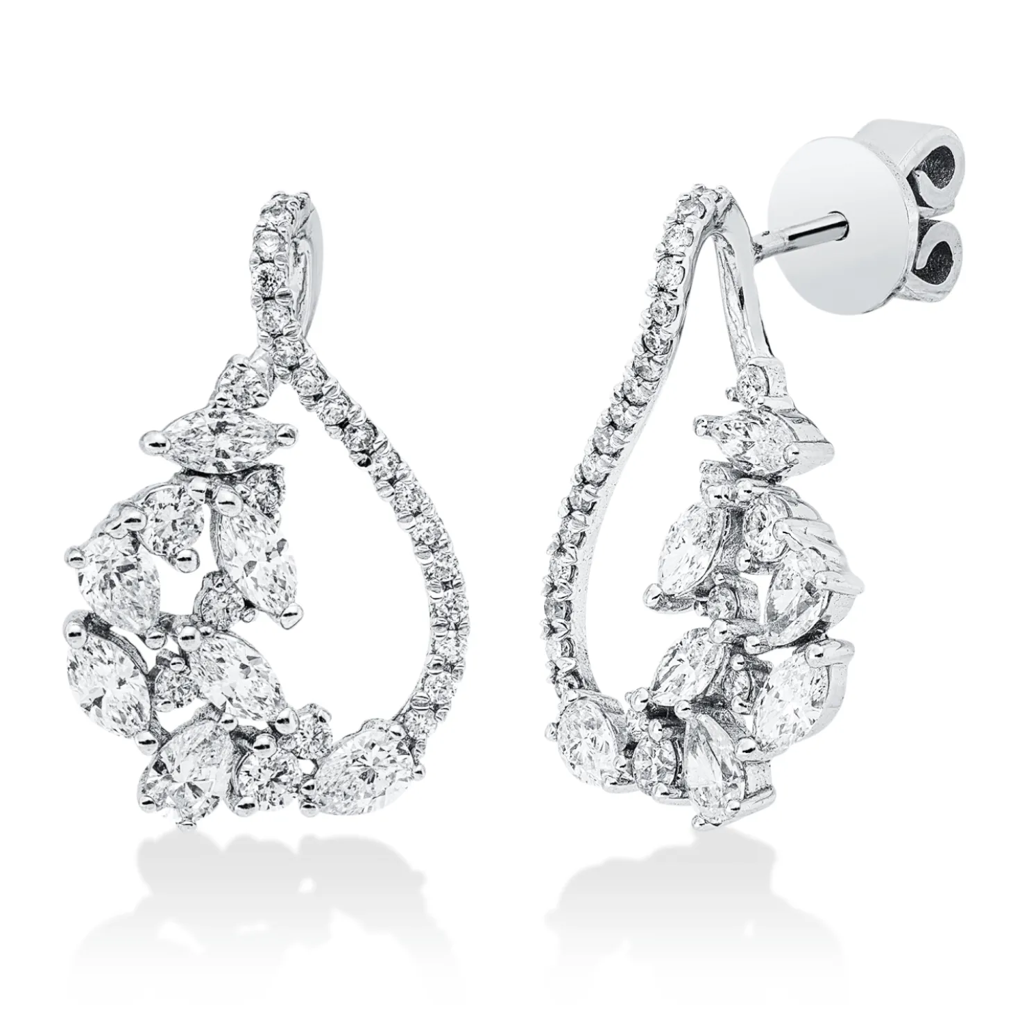 Ohrstecker aus 750 Gold Weißgold 62 Diamanten 1,36ct 19x12mm