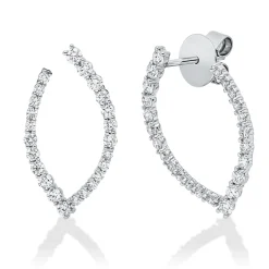 Ohrstecker aus 750 Gold Weißgold 48 Diamanten 1,08ct 24,4x14mm
