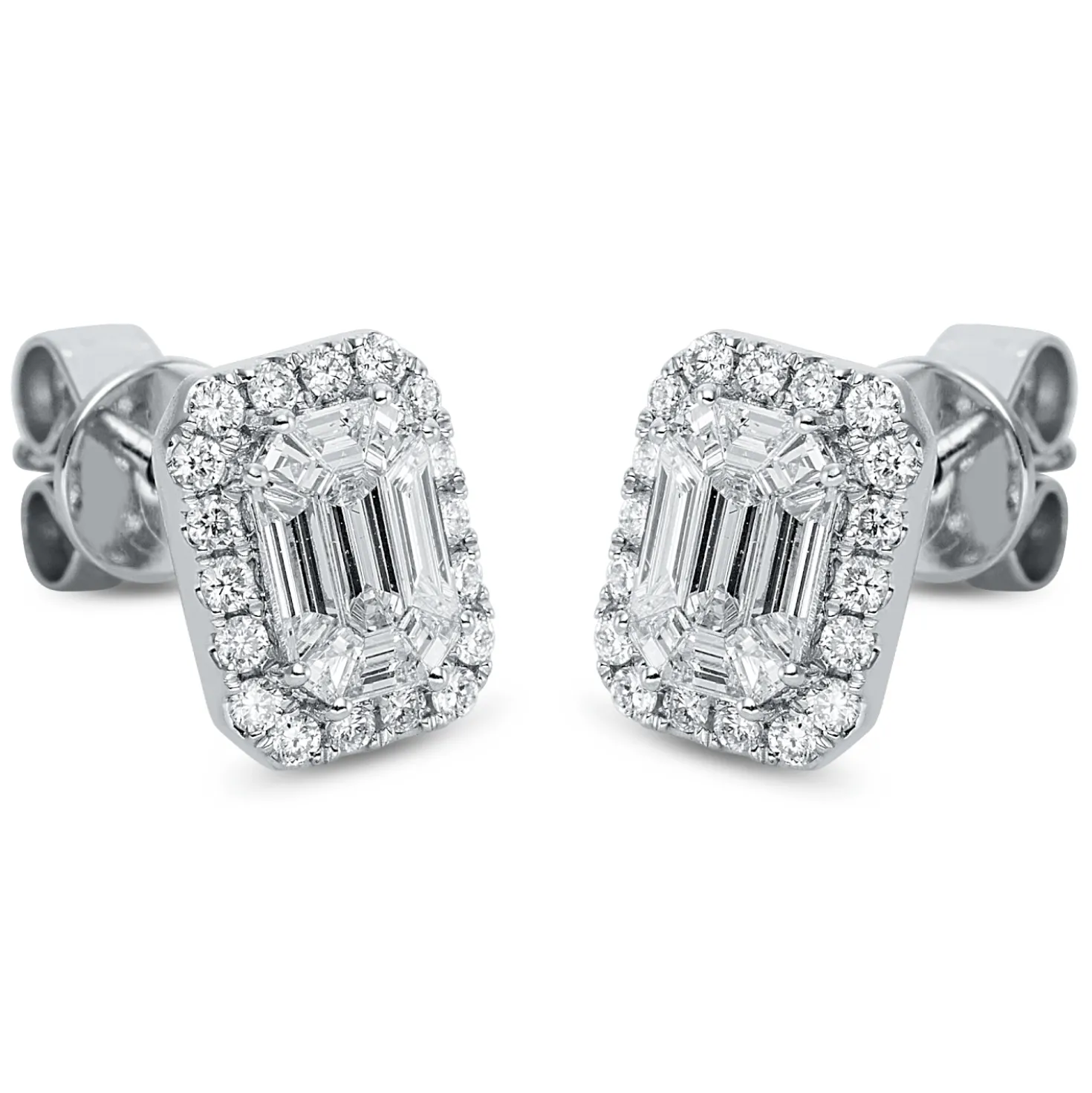 Ohrstecker aus 750 Gold Weißgold 54 Diamanten 0,72ct 8,6x6,5mm
