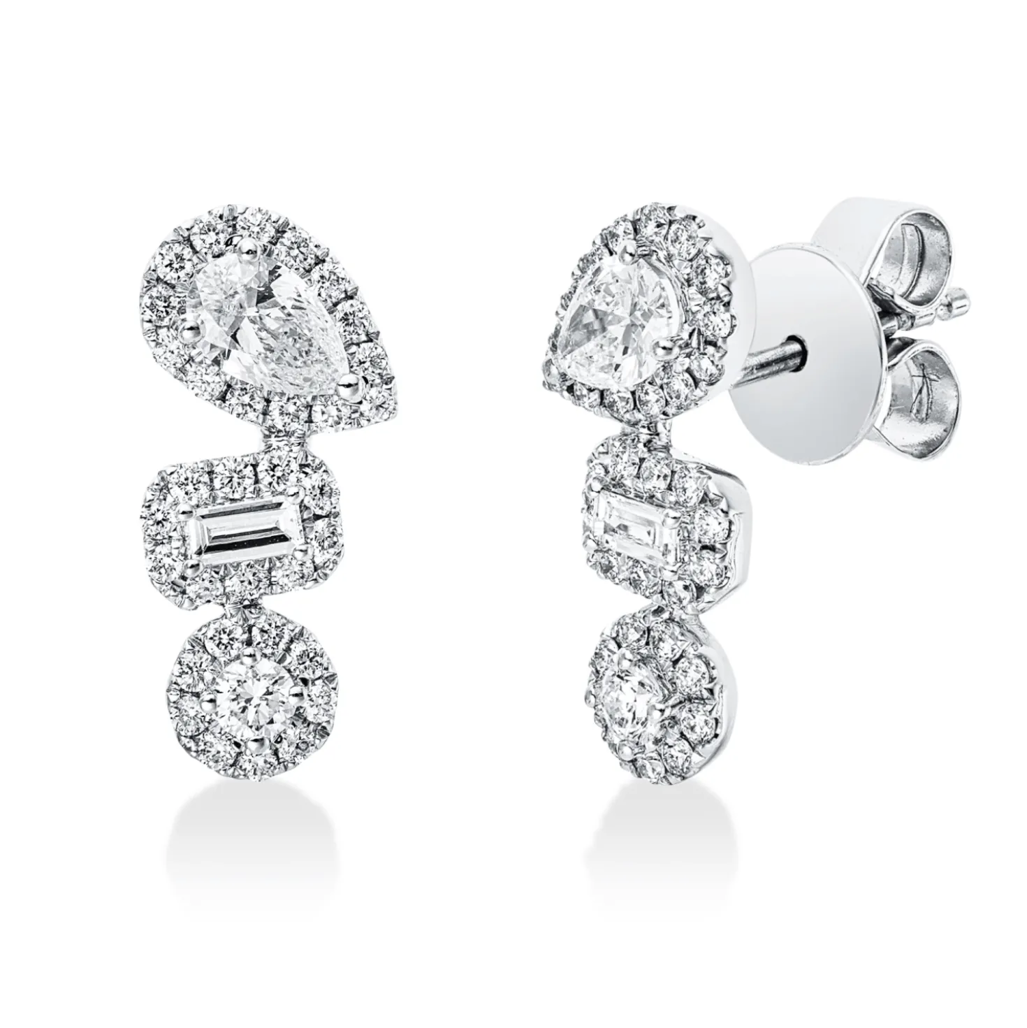 Ohrstecker aus 750 Gold Weißgold 72 Diamanten 0,84ct 15,3x6,7mm