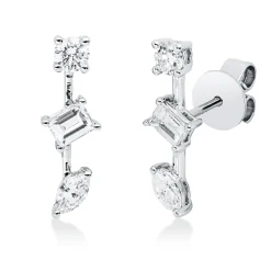 Ohrstecker aus 750 Gold Weißgold 6 Diamanten 0,62ct 15,3x4,9mm