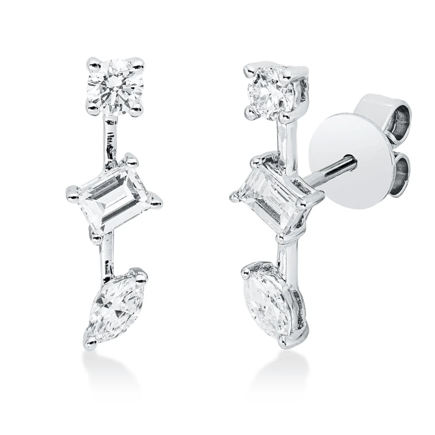 Ohrstecker aus 750 Gold Weißgold 6 Diamanten 0,62ct 15,3x4,9mm