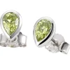 Ohrstecker aus 585 Gold Weißgold 2 Peridote grün Ohrringe Tropfen