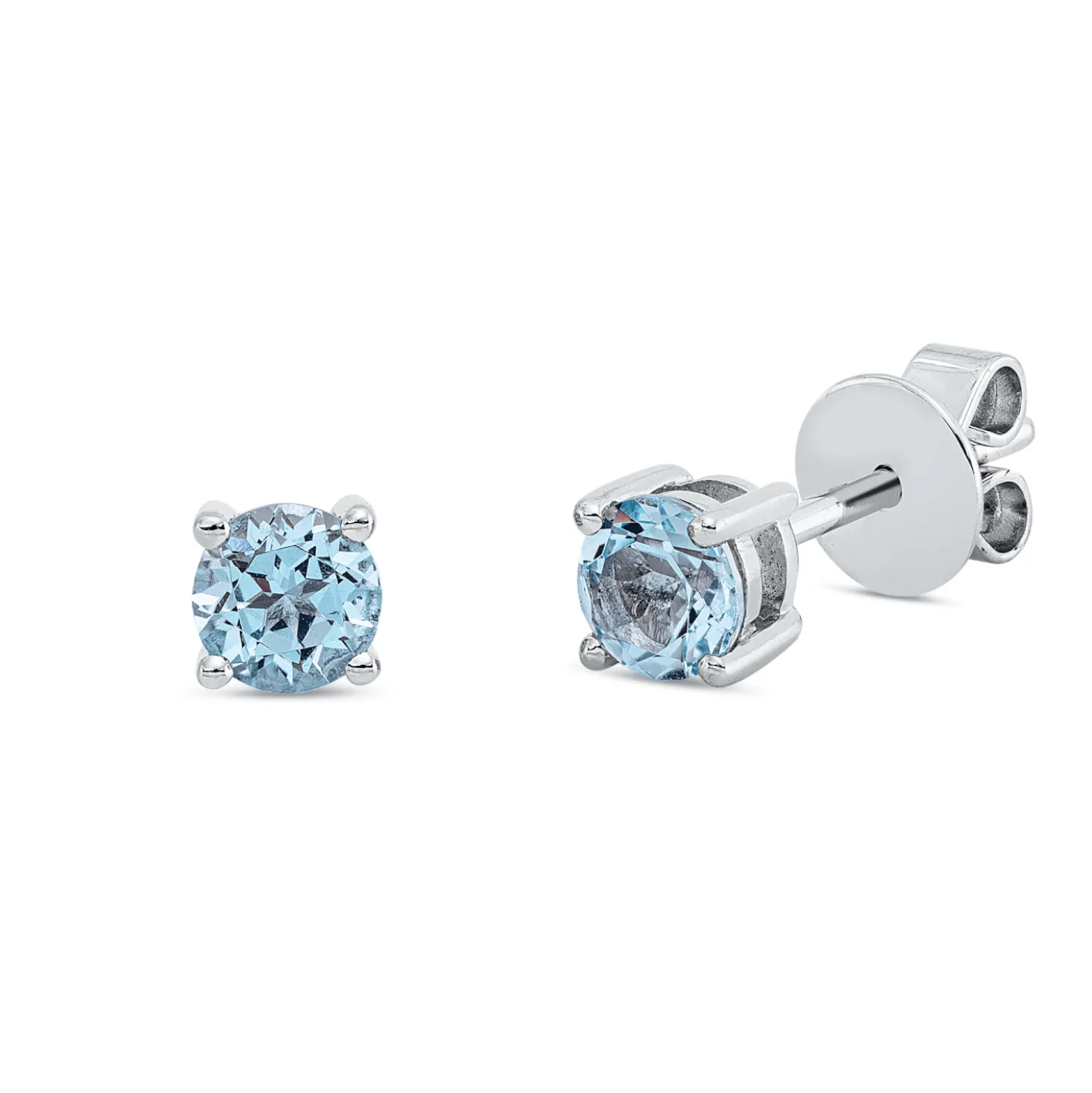 Ohrstecker aus 750 Gold Weißgold 2 Topase 0,62ct skyblue 3,8x3,8mm 4er-Krappe