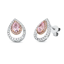 Ohrstecker aus 750 Gold weiß/rot 86 Diamanten 0,93ct 12,3x8,7mm