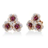 Ohrstecker aus 750 Gold weiß/rot 96 Rubine 1,13ct rot 90 Brillanten 0,54ct TW-VSI