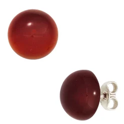 Ohrstecker aus Karneol Carneol rot-braun 10mm 925 Silber Ohrschmuck