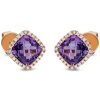 Ohrstecker aus 750 Rotgold 2 Amethyste 3,2ct lila 48 Brillanten 0,15ct TW-SI 9x9mm