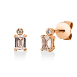 Ohrstecker aus 750 Rotgold 2 Morganite 0,53ct 2 Brillanten 0,02ct TW-SI 6,3x3,8mm