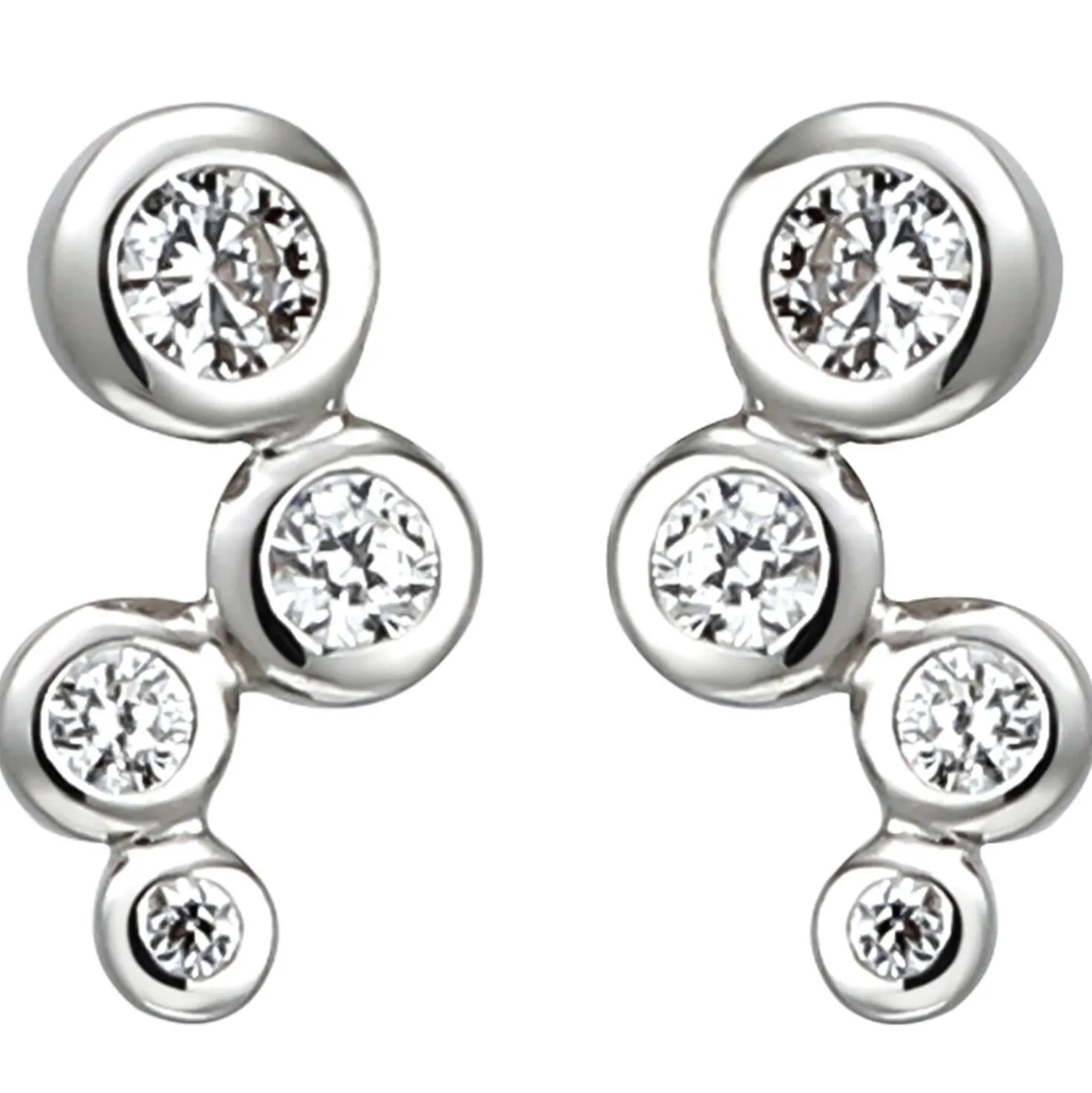 Ohrstecker aus 925 Silber mit 8 Zirkonia Ohrringe Ohrschmuck Zick-Zack