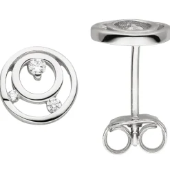 Ohrstecker aus 925 Silber rhodiniert Kreise mit 6 Zirkonia Ohrringe Ohrschmuck