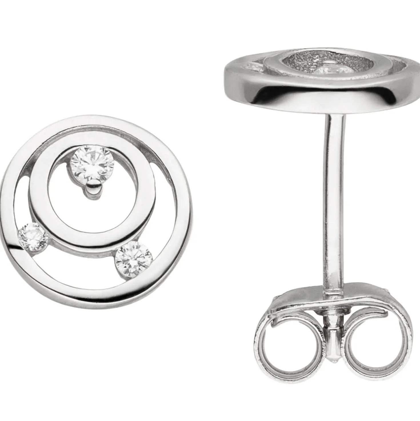 Ohrstecker aus 925 Silber rhodiniert Kreise mit 6 Zirkonia Ohrringe Ohrschmuck