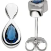 Ohrstecker aus 925 Silber rhodiniert mit Glassteinen Tropfen blau Ohrringe