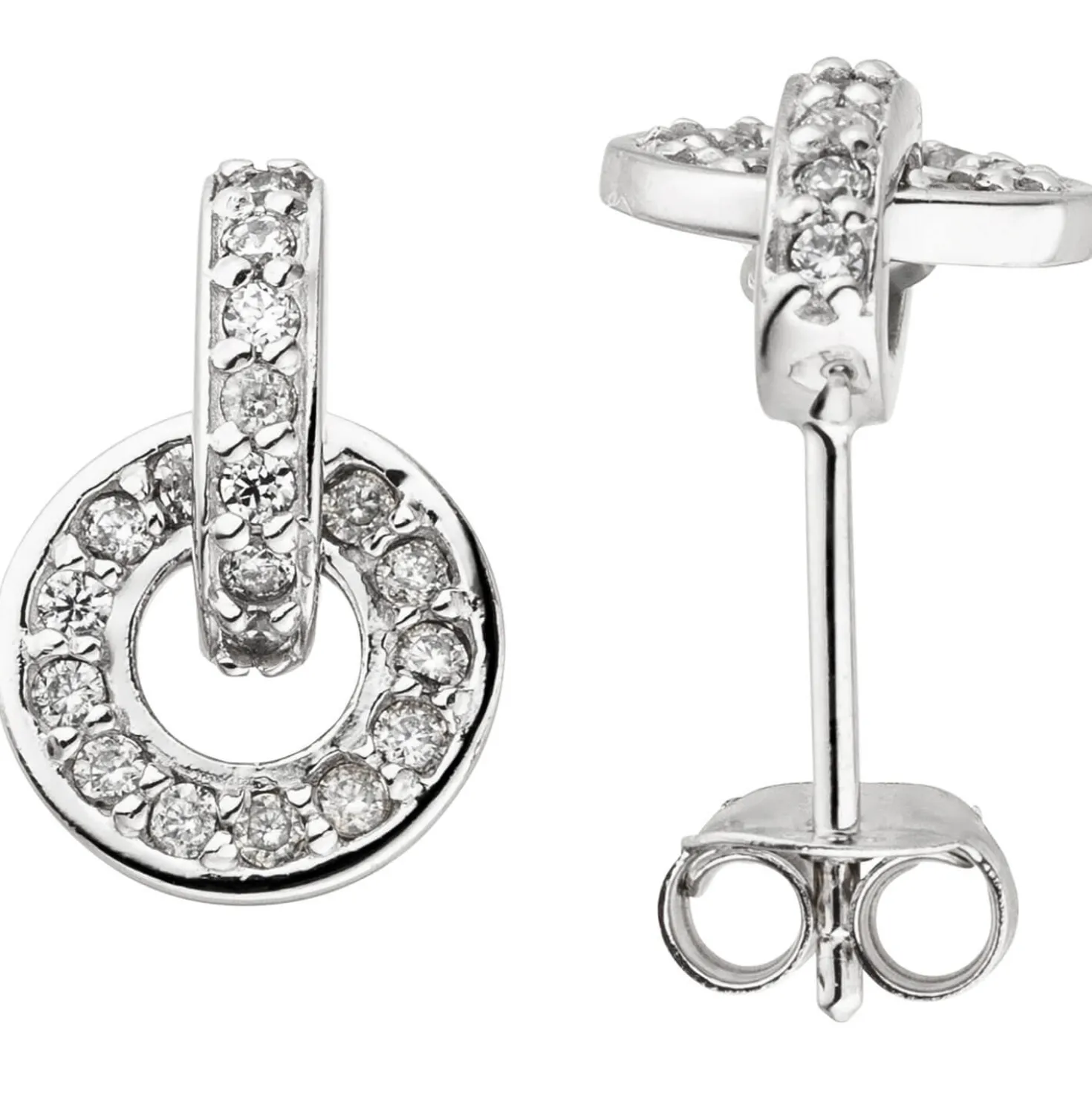 Ohrstecker aus 925 Silber rhodiniert mit 40 Zirkonia Ohrringe Ohrschmuck Damen