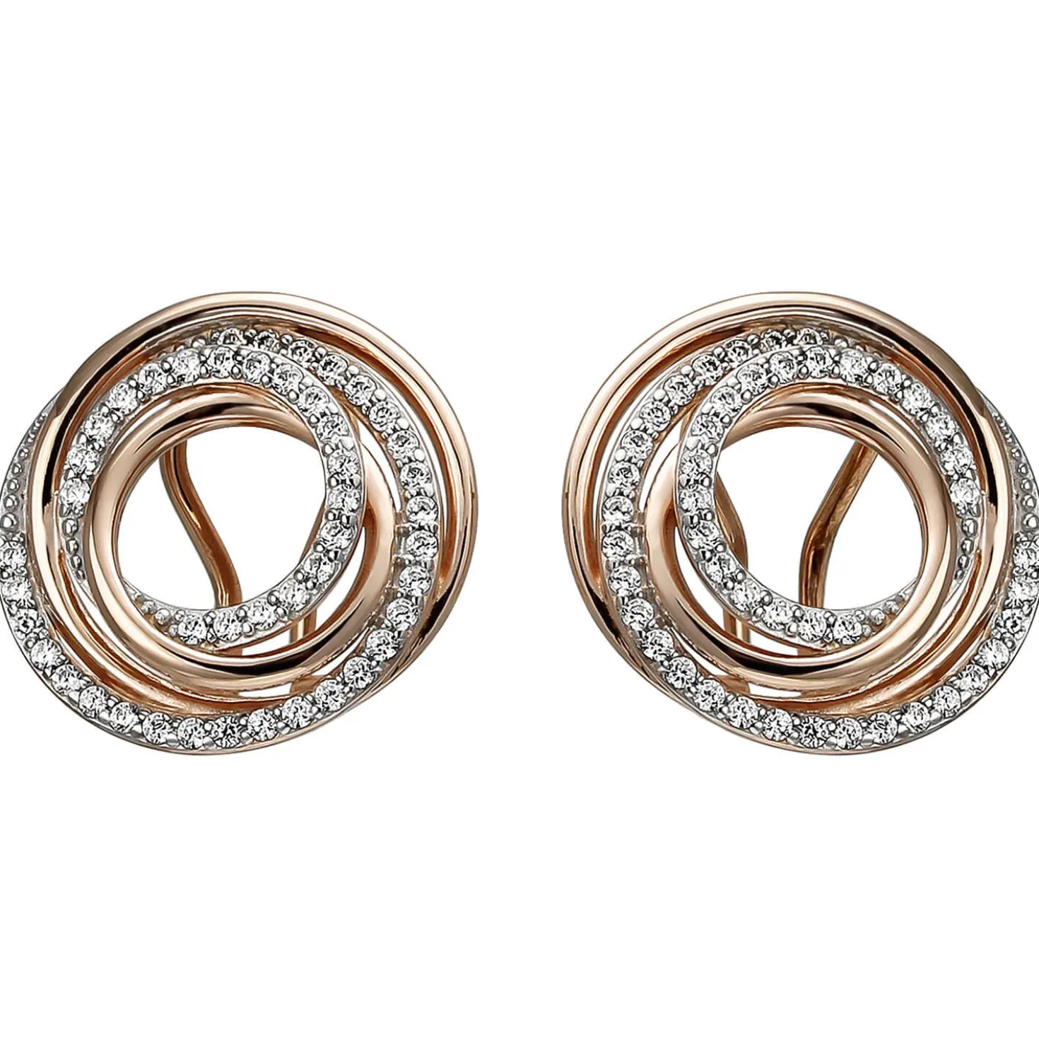 Ohrstecker aus 925 Silber rotgold vergoldet mit 92 Zirkonia Ohrringe Ohrschmuck