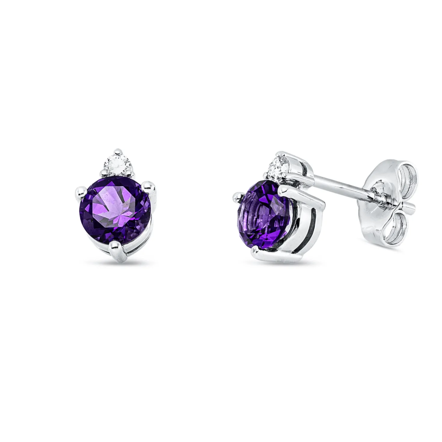 Ohrstecker aus 585 Weißgold 2 Amethyste 0,92ct lila 2 Brillanten 0,07ct W-SI/PI