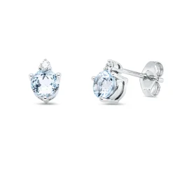 Ohrstecker aus 585 Weißgold 2 Aquamarine 0,92ct blau 2 Brillanten 0,07ct W-SI/PI