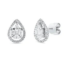 Ohrstecker aus 750 Weißgold 64 Diamanten 0,67ct TW-SI 12x9mm Fassung rhodiniert