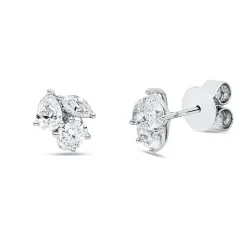 Ohrstecker aus 750 Weißgold 6 Diamanten Fanatsy-Schliff 0,92ct F-FVSI 8x7,5mm