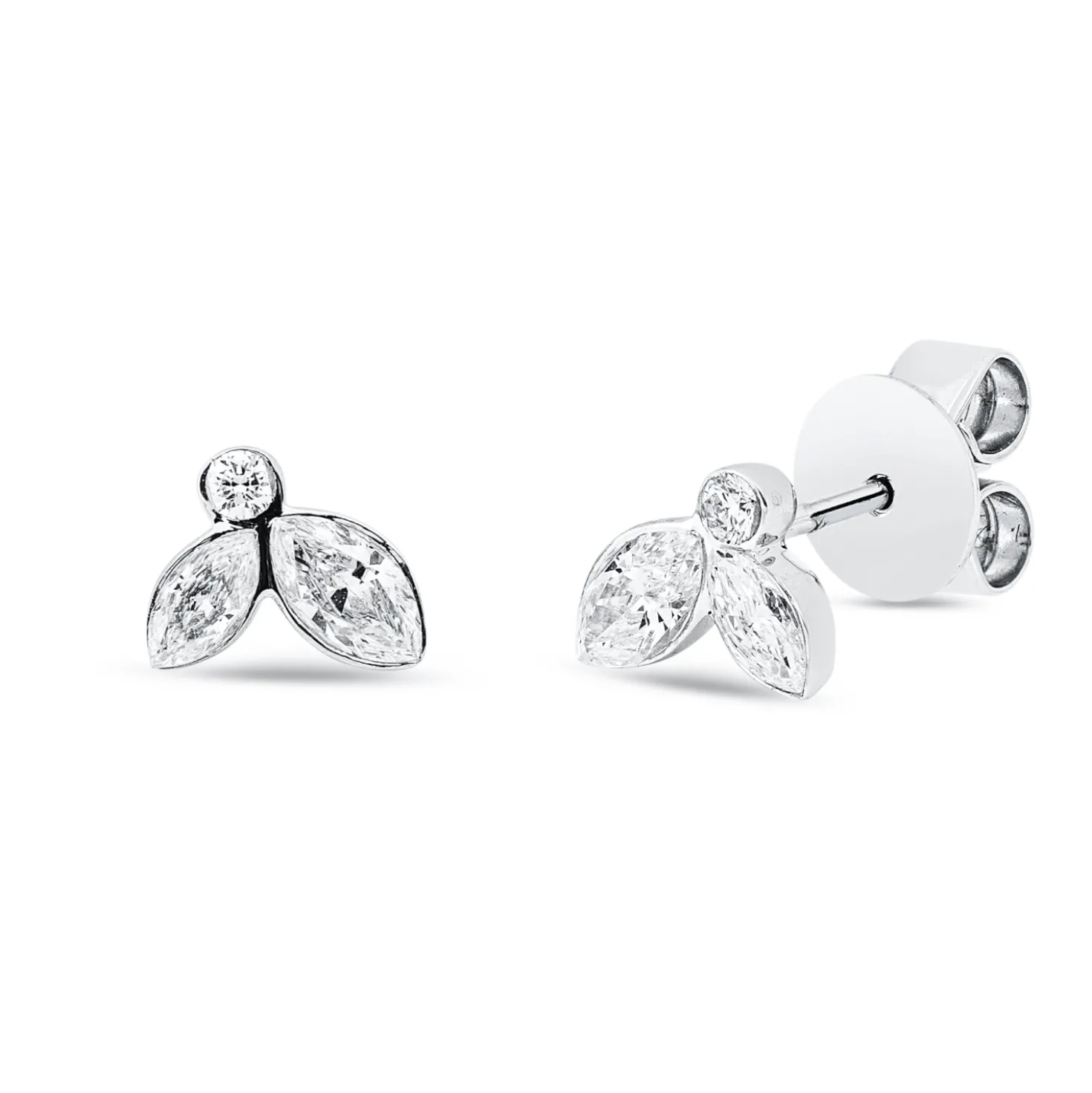 Ohrstecker aus 750 Weißgold 6 Diamanten Fanatsy-Schliff 0,53ct TW-VSI/SI 6x7,2mm