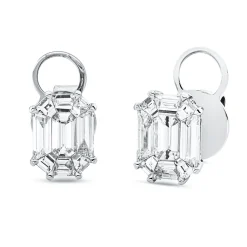 Ohrstecker aus 750 Weißgold 18 Diamanten Fanatsy-Schliff 1,73ct TW-VSI 10,1x7,8mm