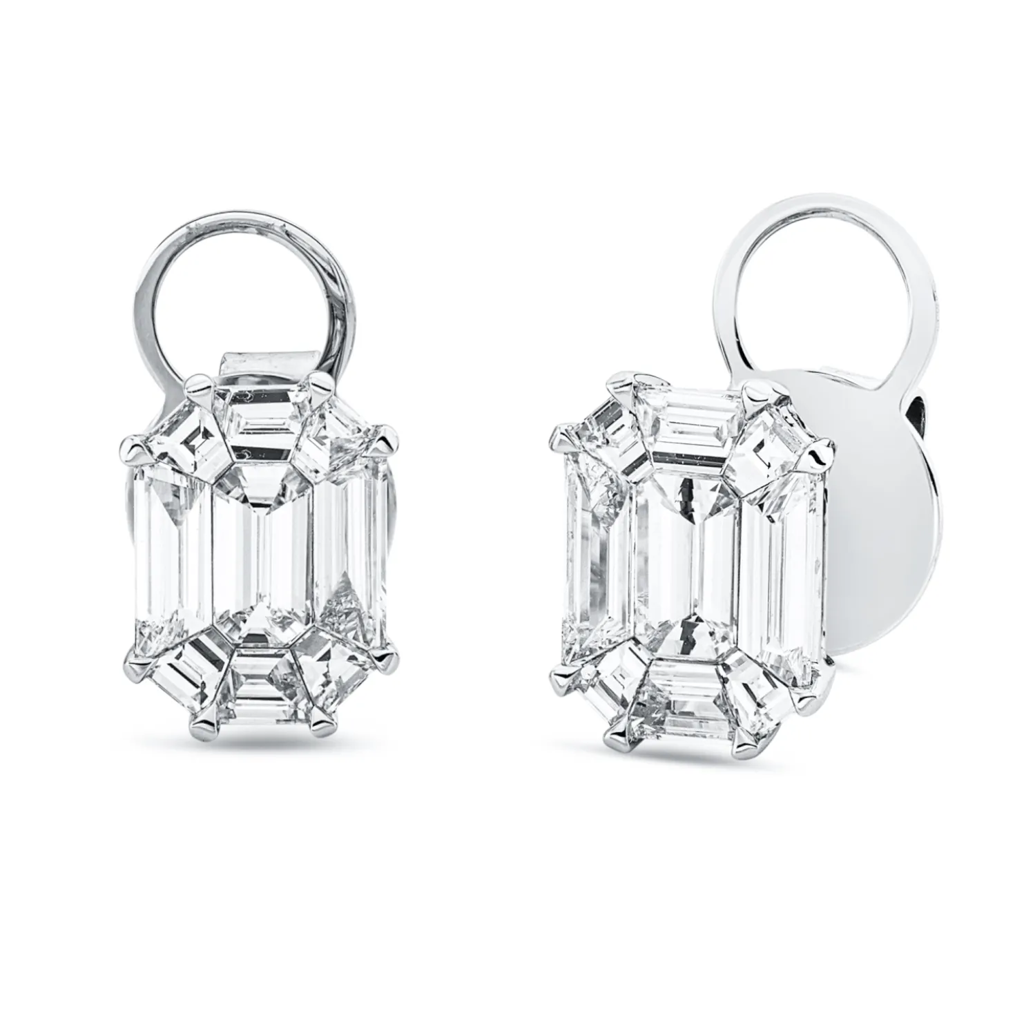 Ohrstecker aus 750 Weißgold 18 Diamanten Fanatsy-Schliff 1,73ct TW-VSI 10,1x7,8mm