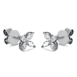 Ohrstecker aus 750 Weißgold 8 Diamanten Navette-Schliff 0,49ct TW-VSI 6,3x6,3mm