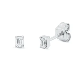 Ohrstecker aus 750 Weißgold 2 Diamanten Smaragd-Schliff 0,16ct TW-SI 3,6x2,7mm